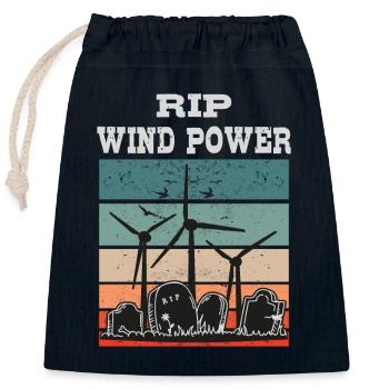 Wind Power RIP, No to Wind Energy - Closable cotton gift bag (25x30cm) - navy - Front
