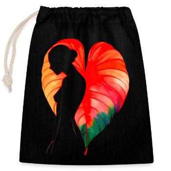 Flowers Women girl fashion design art female style - Closable cotton gift bag (25x30cm) - black - Front