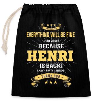 Everything will be fine Henri Is back - Verschließbarer Geschenkbeutel aus Baumwolle (25x30cm) - Schwarz - Vorne