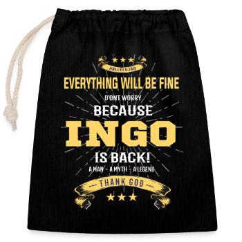 Tout ira bien Ingo est de retour - Sac cadeau en coton avec cordon (25 x 30 cm) - noir - Devant