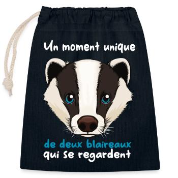 Badger Humor - Closable cotton gift bag (25x30cm) - navy - Front