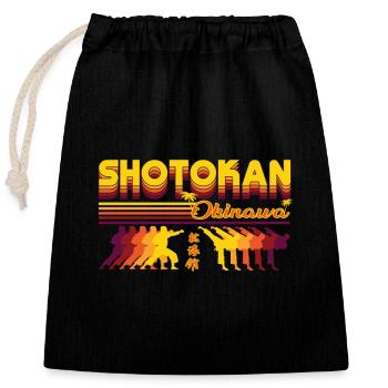Design rétro du karaté Shotokan - Sac cadeau en coton avec cordon (25 x 30 cm) - noir - Devant