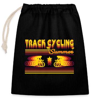 Retro Track Cycling Sommer Design - Verschließbarer Geschenkbeutel aus Baumwolle (25x30cm) - Schwarz - Vorne