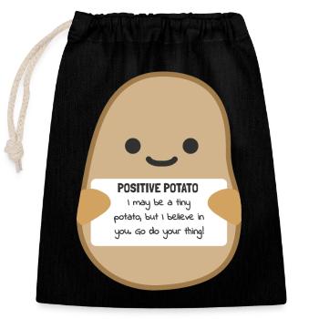 Positive Patate Joie de vivre Attitude face à la vie Joie - Sac cadeau en coton avec cordon (25 x 30 cm) - noir - Devant