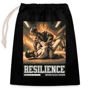 Resilience - Never Back Down Jiu Jitsu - Closable cotton gift bag (25x30cm) - black - Front