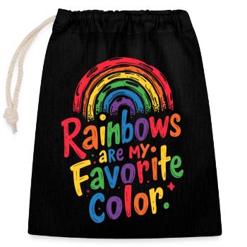 REGENBÖGEN SIND MEINE LIEBLINGSFARBE - Verschließbarer Geschenkbeutel aus Baumwolle (25x30cm) - Schwarz - Vorne