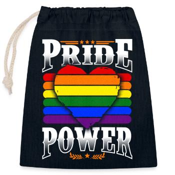 Pride Power Heart - Drapeau LGBT Couleurs Doodle - Sac cadeau en coton avec cordon (25 x 30 cm) - bleu marine - Devant