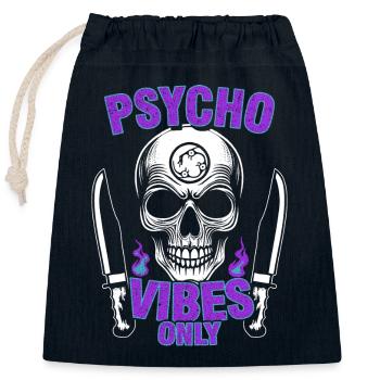 Psycho Vibes Schädel - Verschließbarer Geschenkbeutel aus Baumwolle (25x30cm) - Navy - Vorne
