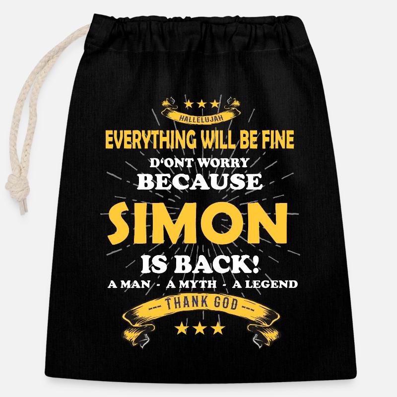 Everything will be fine Simon Is back - Verschließbarer Geschenkbeutel aus Baumwolle (25x30cm) - Schwarz