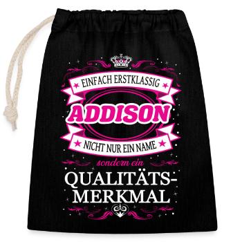 Quality feature Addison simply first-class - Closable cotton gift bag (25x30cm) - black - Front