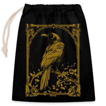 Goldener Rabe Goth - Verschließbarer Geschenkbeutel aus Baumwolle (25x30cm) - Schwarz - Vorne