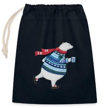 Schlittschuh laufen - Verschließbarer Geschenkbeutel aus Baumwolle (25x30cm) - Navy - Vorne