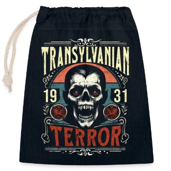 Transylvanie Terreur Vintage Squelette Dracula - Sac cadeau en coton avec cordon (25 x 30 cm) - bleu marine - Devant