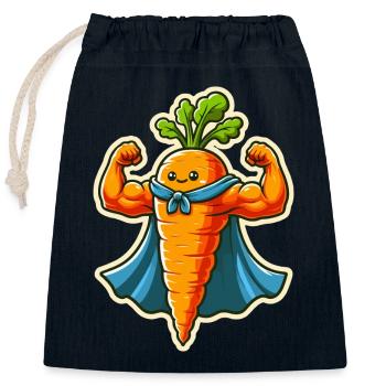 Superheld Karotte - Verschließbarer Geschenkbeutel aus Baumwolle (25x30cm) - Navy - Vorne