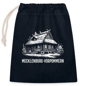 Mecklembourg-Poméranie-Occidentale Architecture avec toit de chaume - Sac cadeau en coton avec cordon (25 x 30 cm) - bleu marine - Devant
