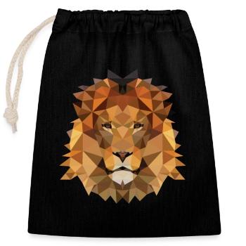 Polygone de lion - Sac cadeau en coton avec cordon (25 x 30 cm) - noir - Devant