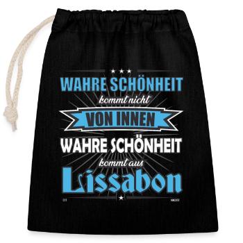 Wahre Schönheit kommt aus Lissabon Design - Verschließbarer Geschenkbeutel aus Baumwolle (25x30cm) - Schwarz - Vorne