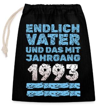 1993 - Verschließbarer Geschenkbeutel aus Baumwolle (25x30cm) - Schwarz - Vorne