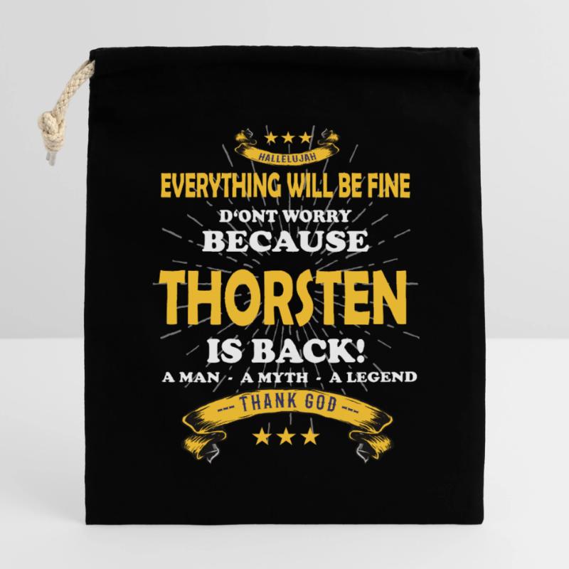Everything will be fine Thorsten Is back Closable cotton gift bag (25x30cm)
