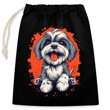 Havanese puppy funny dog dogs - Closable cotton gift bag (25x30cm) - black - Front