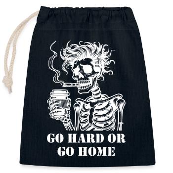 Go Hard or go Home - Verschließbarer Geschenkbeutel aus Baumwolle (25x30cm) - Navy - Vorne