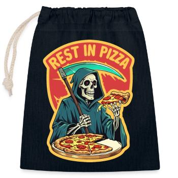Repos dans la pizza - Sac cadeau en coton avec cordon (25 x 30 cm) - bleu marine - Devant