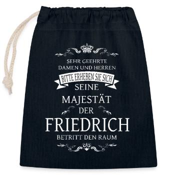 Seine Majestät der Friedrich betritt den Raum - Verschließbarer Geschenkbeutel aus Baumwolle (25x30cm) - Navy - Vorne