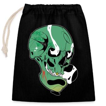 Crâne - Sac cadeau en coton avec cordon (25 x 30 cm) - noir - Devant