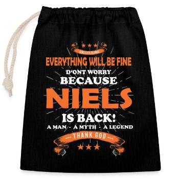 Everything will be fine Niels Is back - Verschließbarer Geschenkbeutel aus Baumwolle (25x30cm) - Schwarz - Vorne