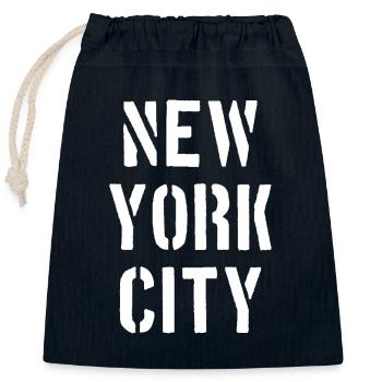 New York City - NYC - NY - Manhattan - Brooklyn - Closable cotton gift bag (25x30cm) - navy - Front