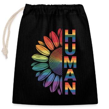 Human: Rainbow of Diversity - Closable cotton gift bag (25x30cm) - black - Front