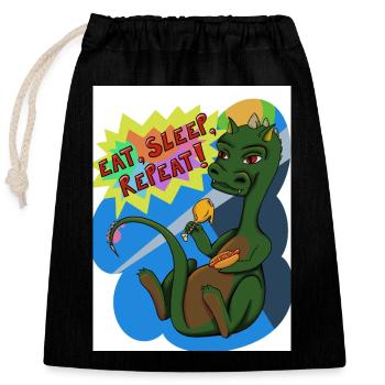 Eat sleep repeat - Closable cotton gift bag (25x30cm) - black - Front