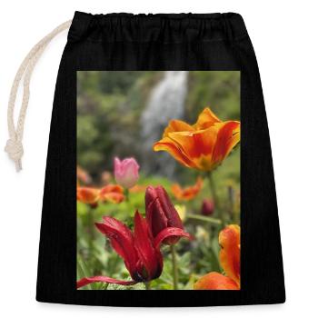Tulipes colorées - Sac cadeau en coton avec cordon (25 x 30 cm) - noir - Devant