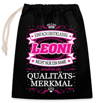 Quality feature Leoni simply first-class - Closable cotton gift bag (25x30cm) - black - Front