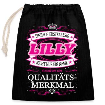 Quality feature Lily simply first-class - Closable cotton gift bag (25x30cm) - black - Front