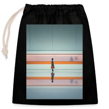 Elegant Woman Passing Subway - Closable cotton gift bag (25x30cm) - black - Front