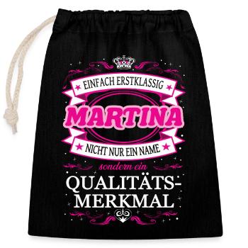 Quality feature Martina simply first-class - Closable cotton gift bag (25x30cm) - black - Front