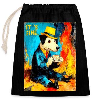 « C’est toujours bien » de van Gogh - Sac cadeau en coton avec cordon (25 x 30 cm) - noir - Devant