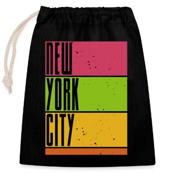 New York City - NYC - Big Apple - Closable cotton gift bag (25x30cm) - black - Front