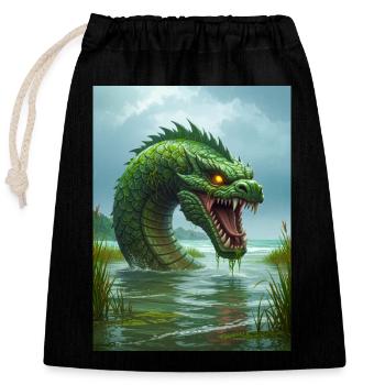 Taniwha, Māori water guardian from New Zealand - Closable cotton gift bag (25x30cm) - black - Front