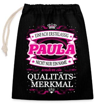 Quality feature Paula simply first-class - Closable cotton gift bag (25x30cm) - black - Front