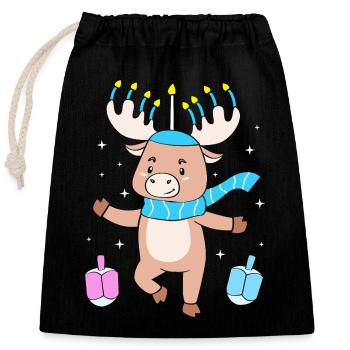 Hanukkah Chanukkah Hanukah - Closable cotton gift bag (25x30cm) - black - Front