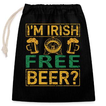Irish Free Beer - Verschließbarer Geschenkbeutel aus Baumwolle (25x30cm) - Schwarz - Vorne