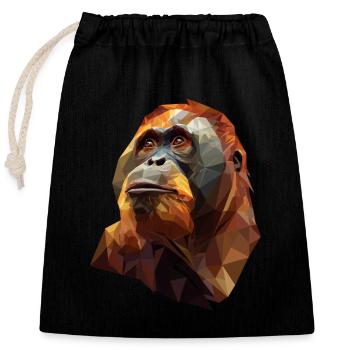 Geometrischer Orang-Utan Kopf - Verschließbarer Geschenkbeutel aus Baumwolle (25x30cm) - Schwarz - Vorne