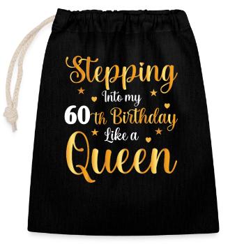 60er Geburtstag Königin-Design - Verschließbarer Geschenkbeutel aus Baumwolle (25x30cm) - Schwarz - Vorne