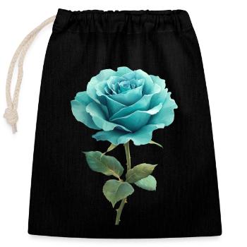 Türkis Blaue Rose - Verschließbarer Geschenkbeutel aus Baumwolle (25x30cm) - Schwarz - Vorne