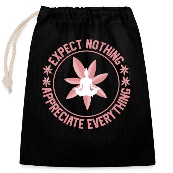 Le yoga n’attend rien - Sac cadeau en coton avec cordon (25 x 30 cm) - noir - Devant