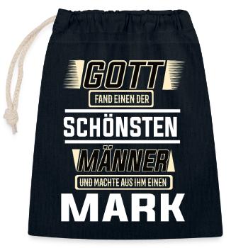Mark the Most Beautiful Man of God Shaped Design - Closable cotton gift bag (25x30cm) - navy - Front