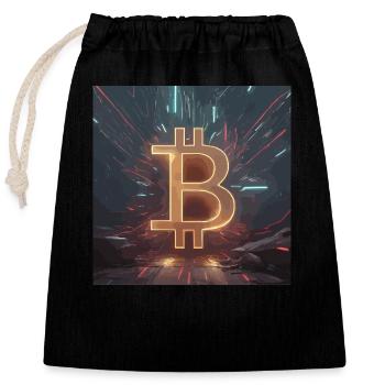 Bitcoin Power Development – Énergie dynamique - Sac cadeau en coton avec cordon (25 x 30 cm) - noir - Devant