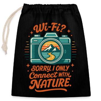 Nature instead of Wi-Fi - Closable cotton gift bag (25x30cm) - black - Front